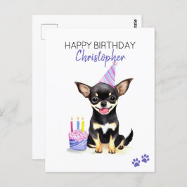 Chihuahua Dog Personalisiert Happy Birthday Postkarte