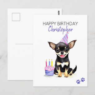 Chihuahua Dog Personalisiert Happy Birthday Postkarte