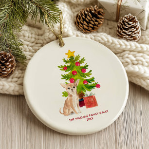 Chihuahua Dog Personalisiert Weihnachten Keramik Ornament