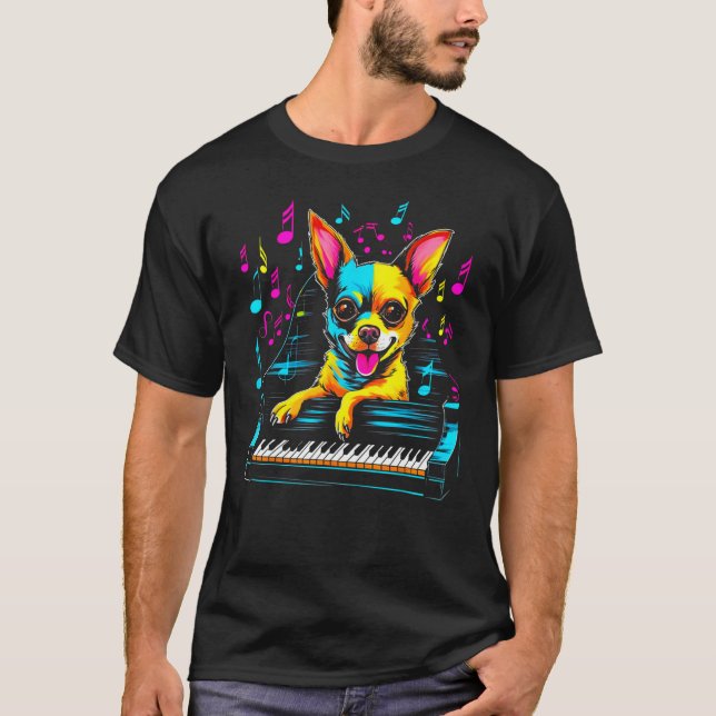 Chihuahua Dog Piano T-Shirt (Vorderseite)