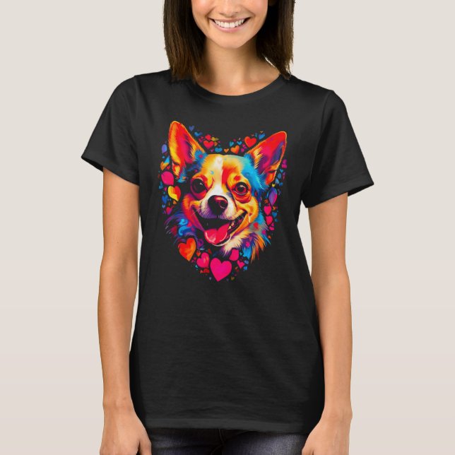 Chihuahua Dog Pink Red Heart T-Shirt (Vorderseite)