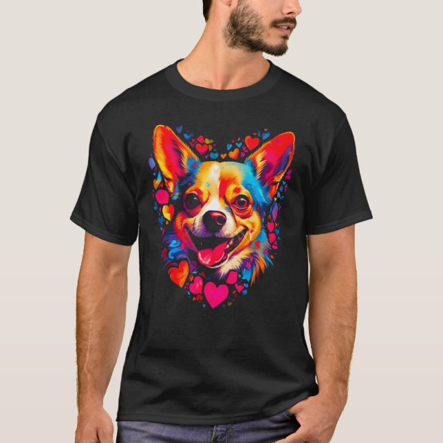 Chihuahua Dog Pink Red Heart T-Shirt (Vorderseite)