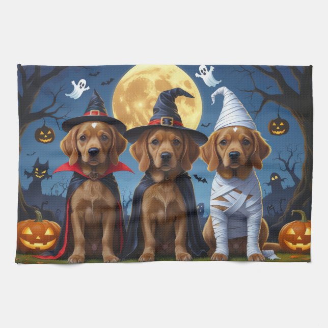 Chihuahua Dog Pumpkin Halloween Funny Geschirrtuch (Horizontal)