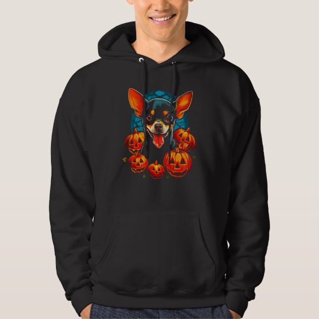 Chihuahua Dog Pumpkin Halloween Hoodie (Vorderseite)