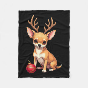 Chihuahua Dog Reindeer Xmas Hund Lover Funny Famil Fleecedecke