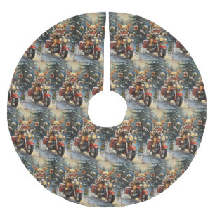 Chihuahua Dog Riding Motorrad Weihnachten Polyester Weihnachtsbaumdecke