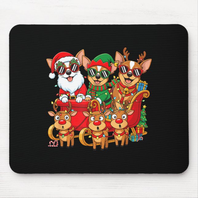 Chihuahua Dog Santa Reindeer Elf Christmas Womens  Mousepad (Vorne)