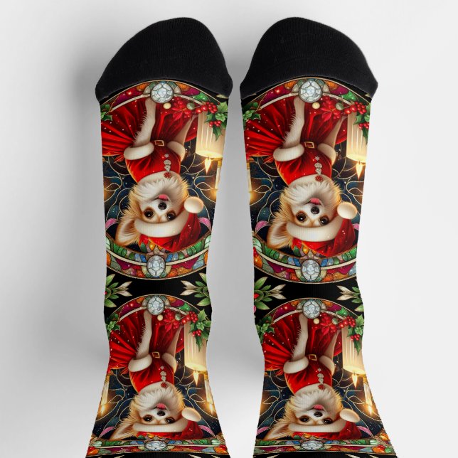 Chihuahua dog Santa Xmas Crew Socken (Oben)