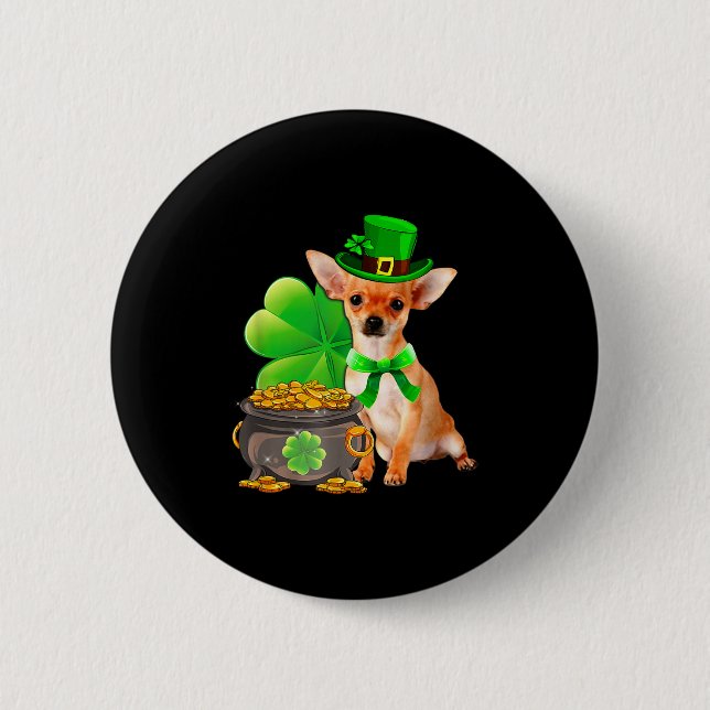 Chihuahua Dog Shamrock St Patricks Day Dog Irish G Button (Vorderseite)