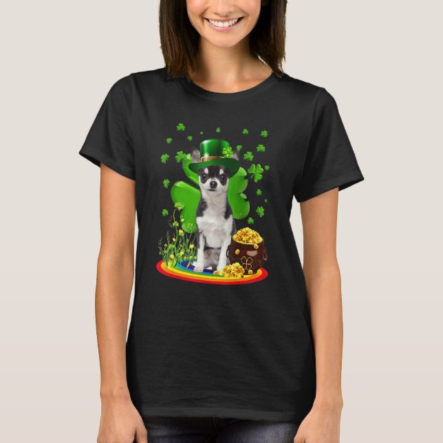Chihuahua Dog Shamrock St Patricks Day Dog Irish G T-Shirt (Vorderseite)