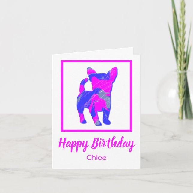 Chihuahua Dog Silhouette Funny Birthday Card Karte (Vorderseite)