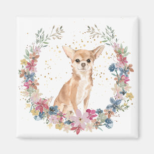 Chihuahua Dog Spring Blumen Wreath Magnet
