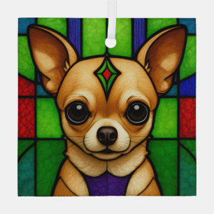 Chihuahua Dog "Stached Glass" Ornament Aus Glas