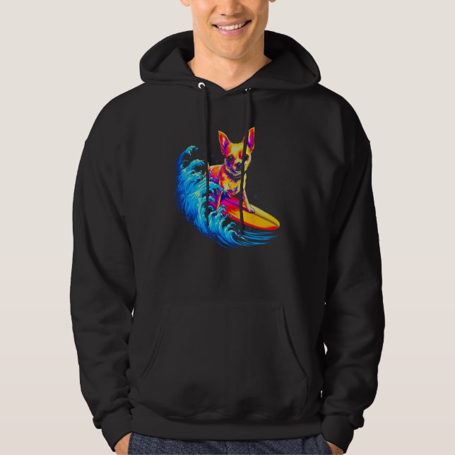 Chihuahua Dog Surfing Hoodie (Vorderseite)