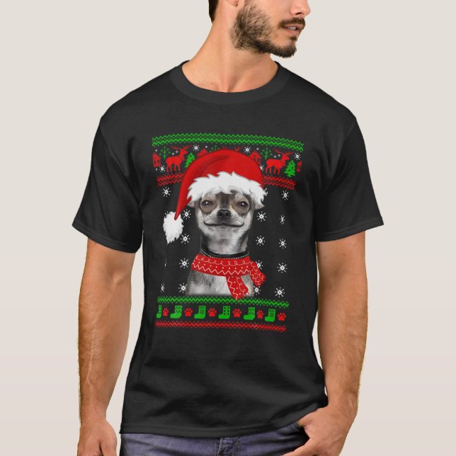 Chihuahua Dog Ugly Sweater Christmas Puppy Dog Lov T-Shirt (Vorderseite)