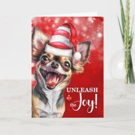Chihuahua Dog Unleash the Joy Christmas Feiertagskarte