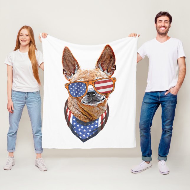 Chihuahua Dog USA Unabhängigkeit 4. Juli Fleecedecke (Beispiel)