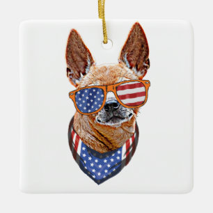 Chihuahua Dog USA Unabhängigkeit 4. Juli Keramikornament