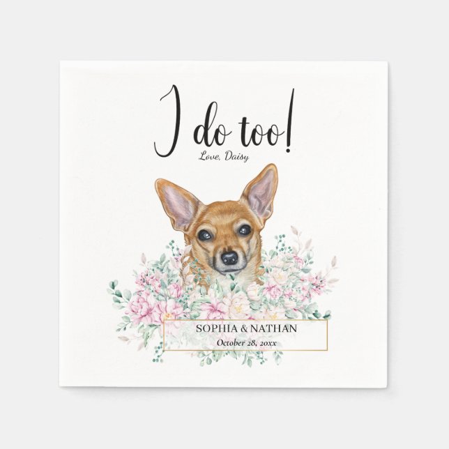 Chihuahua Dog Wedding Cocktail Napkins Serviette (Vorderseite)