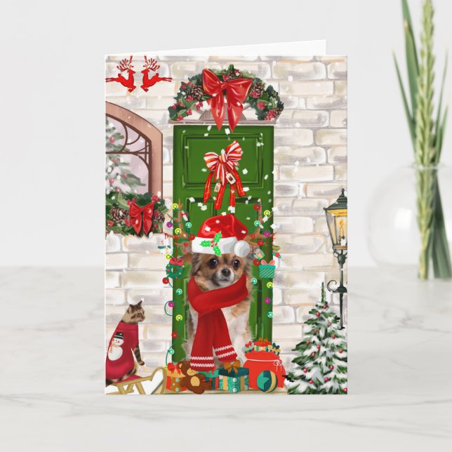 Chihuahua Dog Weihnachten Karte (Vorderseite)