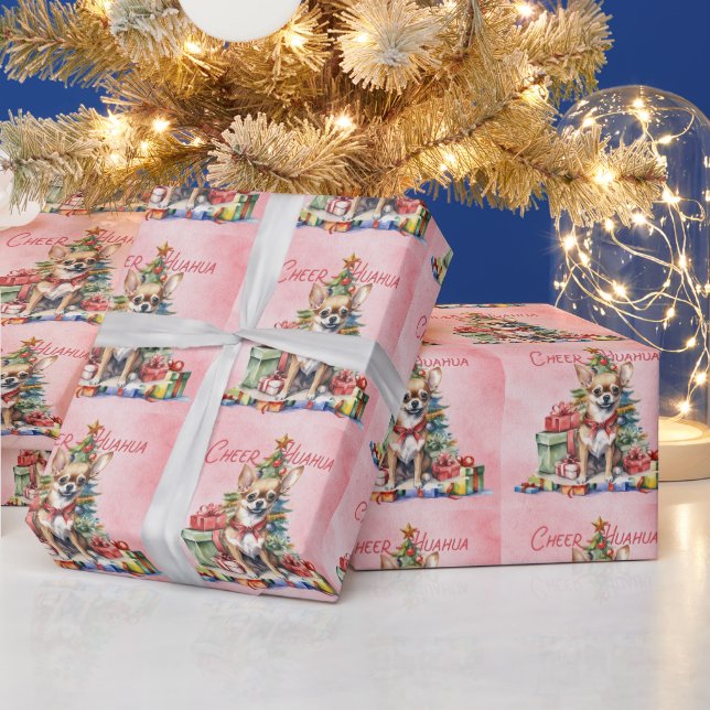 Chihuahua Dog Weihnachten Themed Wrapping Paper Geschenkpapier (Feiertage)