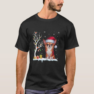 Chihuahua Dog Weihnachtsmannmütze Festlicher Baum T-Shirt