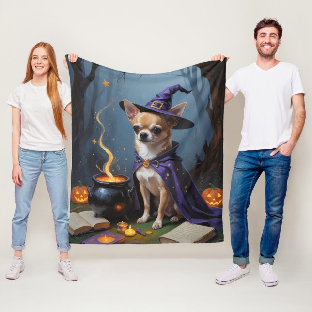 Chihuahua Dog Whimsical Halloween Malerei Fleecedecke (Beispiel)
