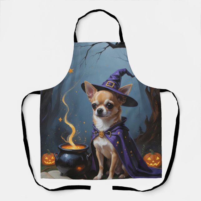 Chihuahua Dog Whimsical Halloween Malerei Schürze (Vorderseite)