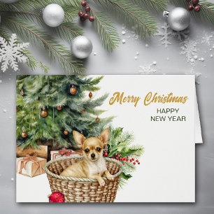 Chihuahua Dog Wicker Basket Weihnachten