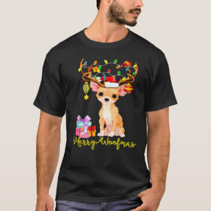 Chihuahua Dog Xmas Light Rentier Antlers Costume T-Shirt