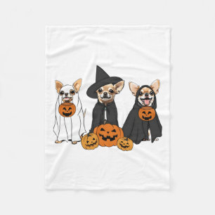 Chihuahua Dogs Lovers Ghost Witch Mummy Halloween Fleecedecke