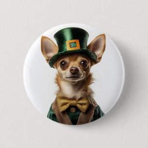 Chihuahua Dressed Leprechaun St Patrick's Day Button