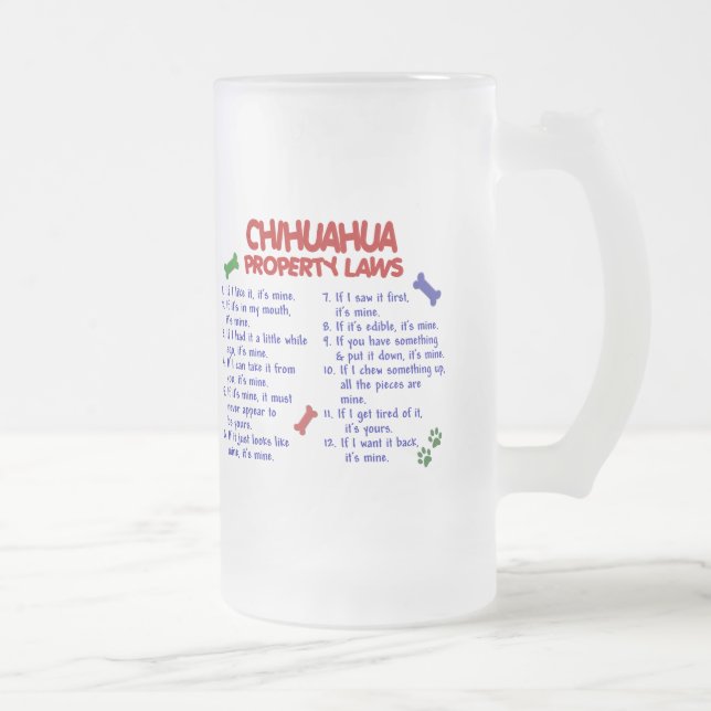 CHIHUAHUA Eigentums-Gesetze 2 Mattglas Bierglas (Rechts)