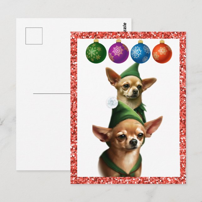 Chihuahua Elves Postkarte (Vorne/Hinten)