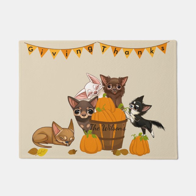 Chihuahua Erntedank Doormat Fußmatte (Vorderseite)