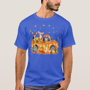 Chihuahua fährt mit Lastwagen Kürbis Herbstblätter T-Shirt