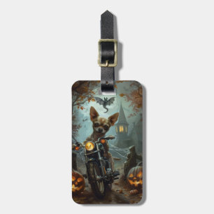 Chihuahua fährt Motorrad Halloween Gruselig Gepäckanhänger