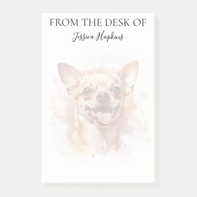 Chihuahua-Fan-monogrammierter Hund Post-it Klebezettel (Vorderseite)