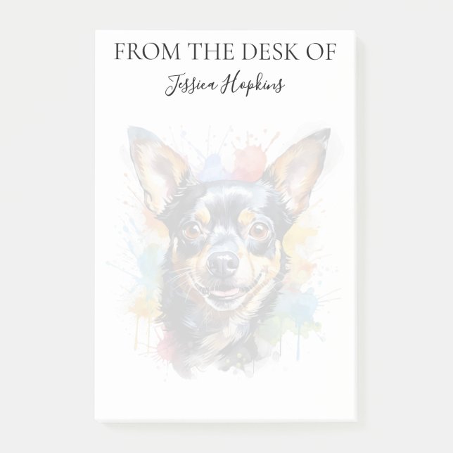 Chihuahua-Fan-monogrammierter Hund Post-it Klebezettel (Vorderseite)