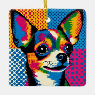 Chihuahua, farbenfroher Pop-Art-Stil, Keramikornament