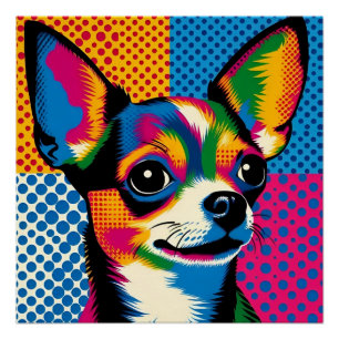 Chihuahua, farbenfroher Pop-Art-Stil, Poster