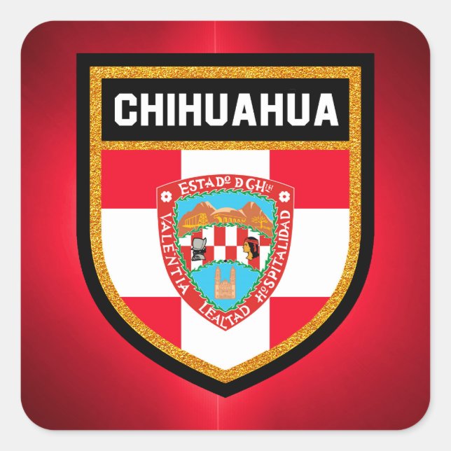 Chihuahua Flag Quadratischer Aufkleber (Vorderseite)