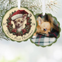 Chihuahua Foto Weihnachtszeitung Ornament Card