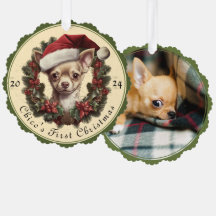 Chihuahua Foto Weihnachtszeitung Ornament Card