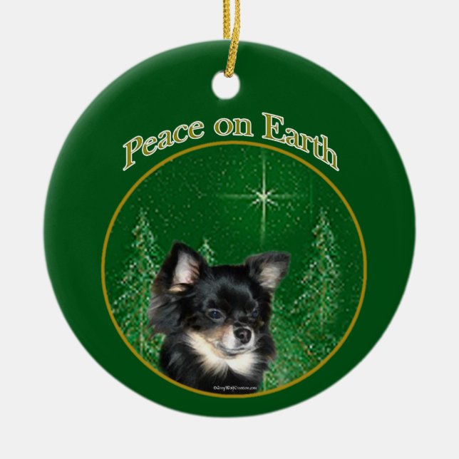 Chihuahua-Frieden Keramik Ornament (Vorne)