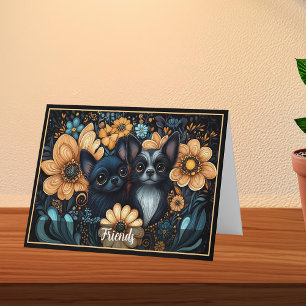 Chihuahua Friends Art Nouveau Chic Mitteilungskart Dankeskarte