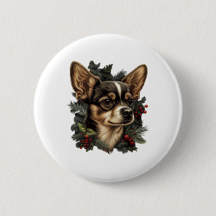 Chihuahua Frohe Weihnachts Weihnachtsbaum Niedlich Button