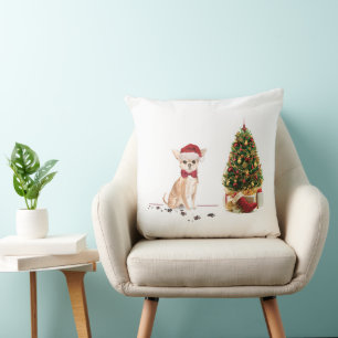 Chihuahua Funny Christmas Dog mit Baum Kissen