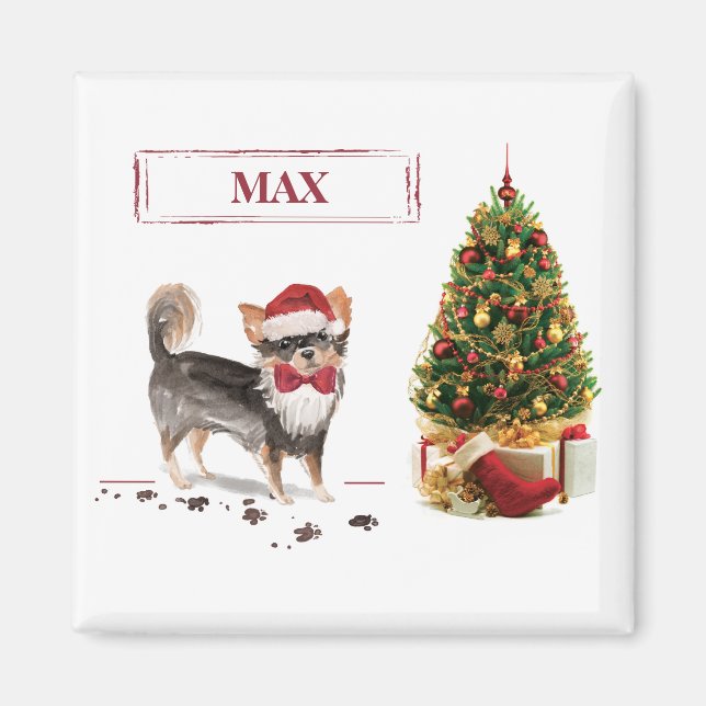 Chihuahua Funny Christmas Dog Tree Magnet (Vorne)