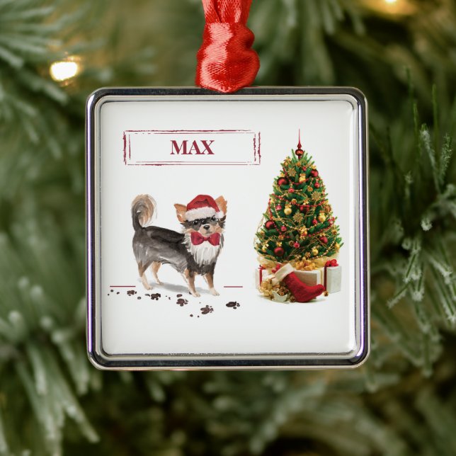 Chihuahua Funny Christmas Dog Tree Ornament Aus Metall (Baum)